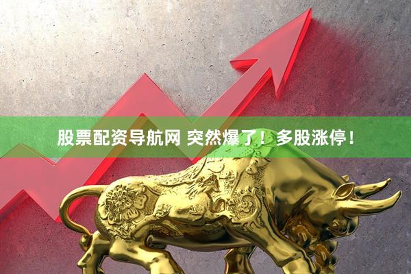 股票配资导航网 突然爆了！多股涨停！